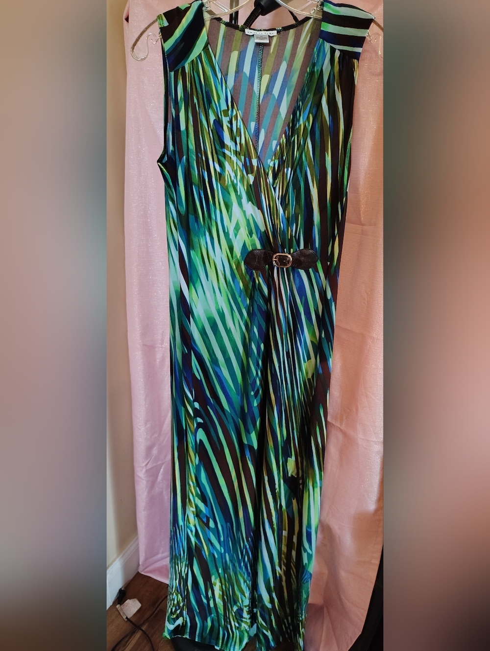 Amanda Lane Multicolor Abstract V-Neck Maxi Dress M